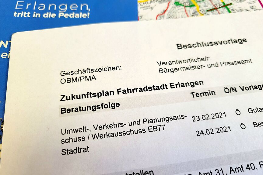 Stadtratsbeschluss "Zukunftplan Fahrradstadt Erlangen" Stadtratsbeschluss "Zukunftplan Fahrradstadt Erlangen"